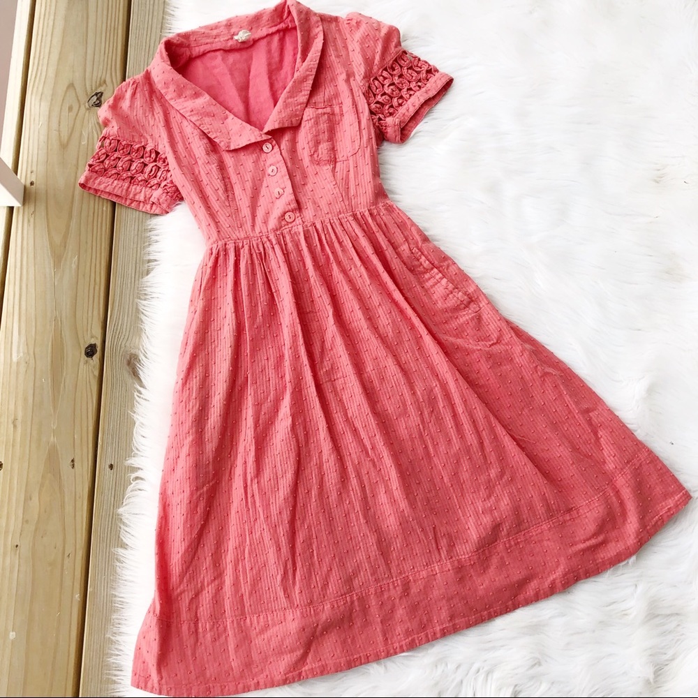 Maeve Anthropologie Vintage Pink Apron Dress
